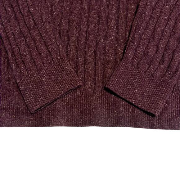Barbour Wool Linen Cable Knit Crewneck Sweater Burgundy Men's XL - Picture 5 of 8